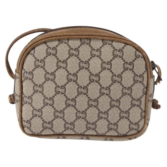 GUCCI GG Plus Supreme Shoulder Bag PVC Leather Beige Gold Auth th6320 - Picture 3 of 16